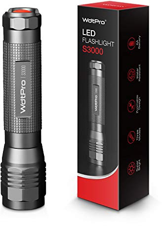 WdtPro High-Powered LED Flashlight S3000, Super Bright Flashlights - High Lumen, IP67 Water Resistant, 3 Modes and Zoomable for Camping, Emergency, Hiking, Gift