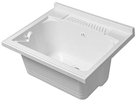 Inbagno Lavatoio-Lavapanni in Resina, Bianco, 45x50-45x60-50x50-60x50-60x60, Ideale per Installazione su Mobile o Piano da appoggio (60x50)