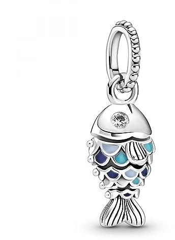 PANDORA Charm Anhänger Moments Fisch silber, blau Emaille, Zirkonia 799428C01