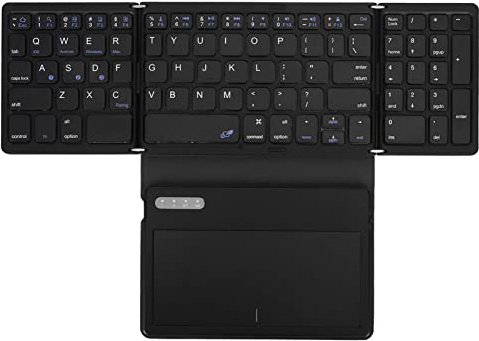 Vikbart Bluetooth-tangentbord, Uppladdningsbart Ultra Slim Pocket Folding Keyboard i Full Storlek, Portable Pocket Folding Keyboard med Pekplatta för Android, Windows, PC, Tablet