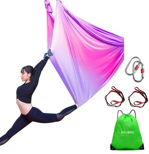 LYXLBX Aerial Yogatuch, Yoga-Schaukel, Yogatuch Zum Aufhängen, Therapieschaukel, Schaukeltuch, Akrobatik Zubehör, Yoga Vertikaltuch, Yogatücher, Yoga Band für Erwachsene Indoor(5X2.8M),Bunt C