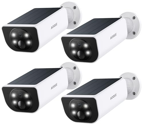 AOQEE Cameras for Home Security-2K Wireless Security Camera Outdoor with AI Motion Detection & Siren, Non-Stop Solar Powered Charging, Color Night Vision, SD/Cloud Storage, Waterproof, S1 4P