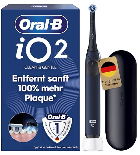 Oral-B iO 2 Cepillo de Dientes Eléctrico Azul Mar, 1 Cabezal, 1 Estuche De Viaje, 3 Modos De Cepillado, Sensor De Presión y Temporizador, Diseñado por Braun, Edición Limitada