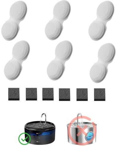 VOUAAOOD Cat Water Fountain Filters: 12 Cat Fountain Filters Replacement for H6 - Pet Water Fountain Filters - 3 Months Usage Kit of Indoor Pet Fountain Filter - 6 Carbon Filters + 6 Sponges Filters