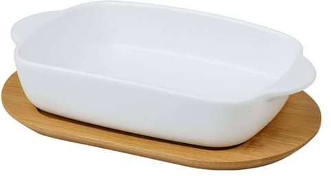 Lasagneskål Stor djup, 17,6 oz liten enfärgad individuell lasagneform med lock for 1 person, keramiska bakformar for ugn, for gryta tapaspajer(White)