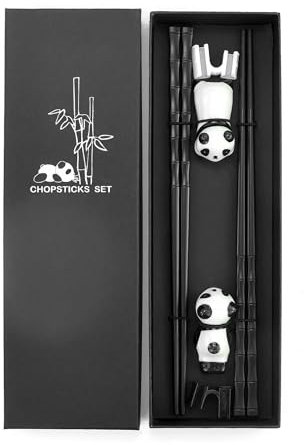 2 paia di bastoncini riutilizzabili con 2 bacchette in ceramica, lavabili in lavastoviglie, 24 cm, in confezione regalo