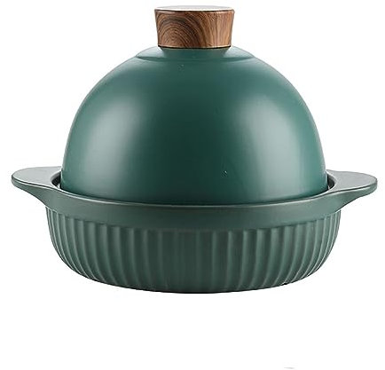 Tagine PotEnameled Moroccan Tagine with 2 Handles and Lid Ceramic Tajine Cooking Pot for Home Kitchen Casserole Pot (Color : Green)