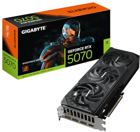 Gigabyte GeForce RTX 5070 WINDFORCE SFF 12G Grafikkarte – 12 GB GDDR7, 192-Bit, PCI-E 5.0, 2512 MHz Kernfrequenz, 3 x DP 2.1b, 1 x HDMI 2.1b, DLSS 4, GV-N5070WF3-12GD