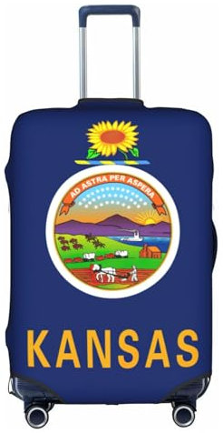 NBAGHPQ Kansas State Flag Print Universale Elegante Valigie Copertura Elastica Lavabile Anti Graffio Protezione Dei Bagagli, bianco, XL