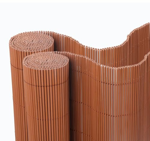 BONERVA | Pack 2 unidades Mimbre PVC | Color Marrón | Valla de decoración exterior para jardín y terraza | valla de ocultación para jardín de mimbre sintetico | Varias medidas (1,5x3 Metros)