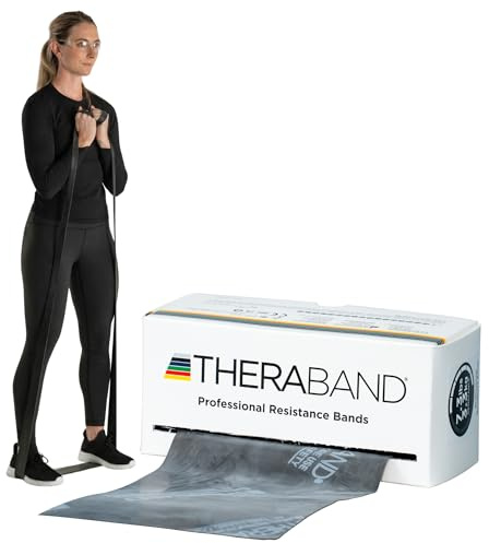 THERABAND Resistance Bands, 6 Yard Roll Professional Latex Elastic Band For Upper & Lower Body, Core Exercise, Physical Therapy, Pilates, Home Workouts, Rehab, Black, Special Heavy, Level 6