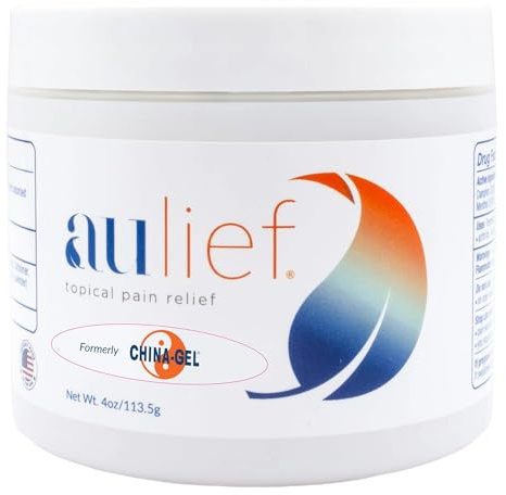 China-Gel Aulief Pain Relief Cream Arthritis & Muscle Rub for Sore Muscles & Joint Pain, Neck, Knee & Back Aches, Premium Dye-Free White Topical Gel, 4 oz Jar