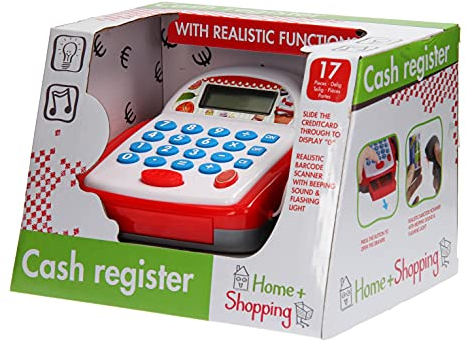 Johntoy 27597 Home and Shopping Spielzeug Kasse mit Licht und Geräusch, Rot