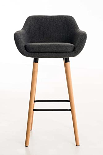 CLP 2er Set Barhocker Grant I Thekenhocker Mit Stoff-Bezug I Buchenholz-Gestell, Farbe:dunkelgrau