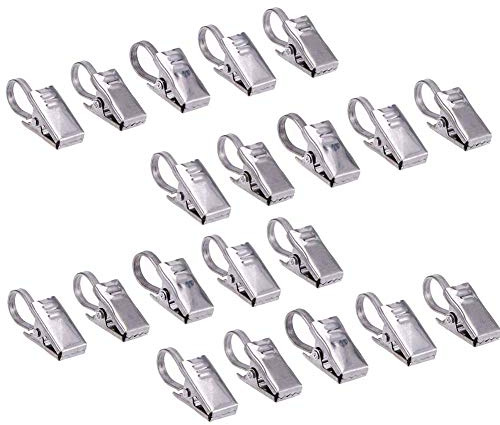 Molinter Seilklammern Gardinen Vorhang Clips Edelstahl Gardinenringe Klammern mit Haken für Seilspanngarnitur Seilspanner Seilspannsystem (20PCS)