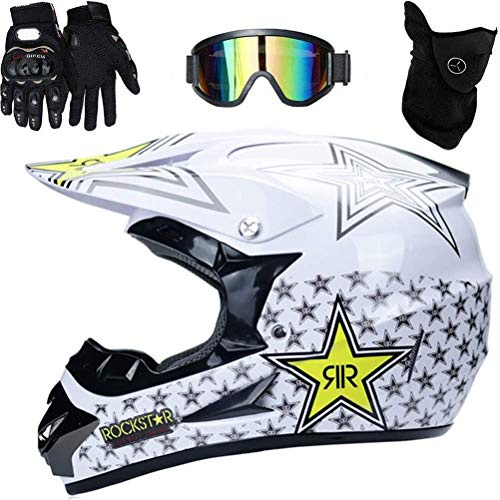 Bonbela hjälm professionell motocrosshjälm för barn vuxna Motocross Dirt Bike Offroad motorcykelhjälm med skyddsglasögon handskar ansiktsskydd