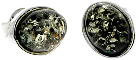 Cognac Baltic Amber 925 Sterling Silver Delicate Stud Oval Earrings M637C