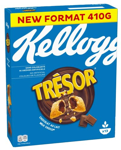 Kellogg's Tresor Milk Choco (1 x 410 g) – knusprige Frühstückscerealien mit schmelzender Creme-Füllung mit Milchschokolade – Tresor. Crazy Tasty.