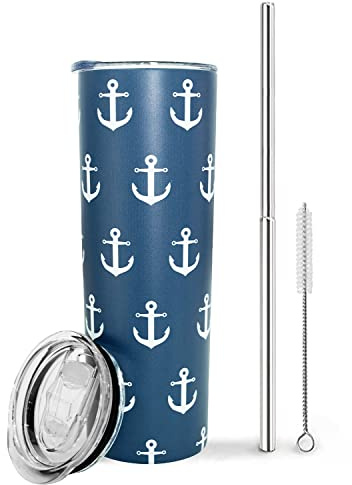 Anchor Tumbler-Boating Accessories for Boat,Lake Accessories for women-Beach Gifts,Boat gifts,Boating Gifts for Women,Anchor Gifts for Women-Anchor decor,Anchor Navy Blue-Anchor cups,Mug,Cup Anchor