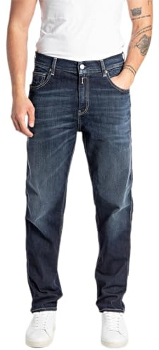 REPLAY Jeans Uomo Sandot Tapered Fit Elasticizzati, Blu (Dark Blue 007), W33 x L34
