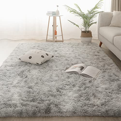 Jyswx Shaggy Teppich für Wohnzimmer – Moderne Langflor Teppiche Schlafzimmer Waschbar – Hochflor Flauschig Teppich für Wohnzimmer, Schlafzimmer, Schlafsaal, Farbe: Tiedye Grau, Größe:140x200 cm