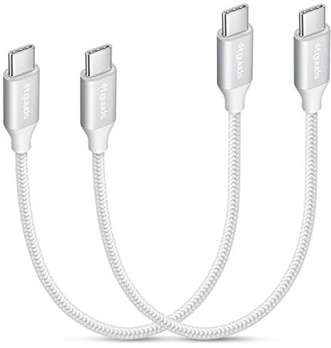 etguuds Short USB C to USB C Cable 30CM, White 2Pack 60W USB C Cable Fast Charging Braided Charger USBC Lead for iPhone 15 Pro Max Samsung Galaxy S24 Ultra S24 S23 S20 Note 20 A54 A70 A71