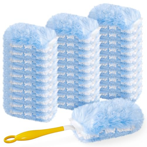 Duster Refill for Swiffer Duster, 30 Count Heavy Duty 2 Side 360° Duster Refills with 1 Handle, 4X Microfibers, Disposable Multi Surface Dusters for Cleaning