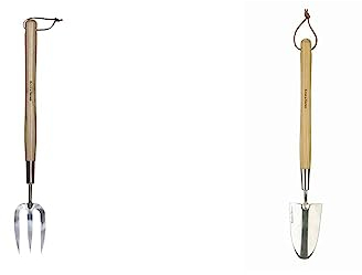 Kent & Stowe Handgabel lang – Blumengabel aus Edelstahl für die Gartenpflege & Handschaufel lang – Blumen-Kelle aus Edelstahl zum Pflanzen in Hochbeeten