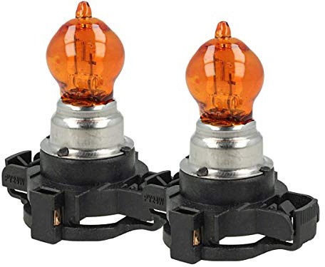 CARALL 2 Piezas de Lámparas Halógenas de 12V para Auto (PY24W 12V 24W Amber)
