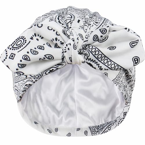 Ababalaya Satin Lined Beanies for Women Chemo Headwear Sleep Cap (1, White)