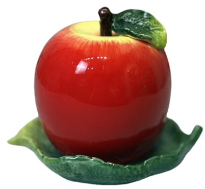 FORLONG Zahnstocherhalter aus Keramik, roter Apfel und Blätter