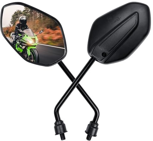 Cretassion 2 Stück Motorrad Spiegel E-geprüft, Drehbarer Motorrad Rückspiegel, Roller Spiegel M10 Kompatibel mit Scooter, Roller, ATV, Moped, Dikt-Bike