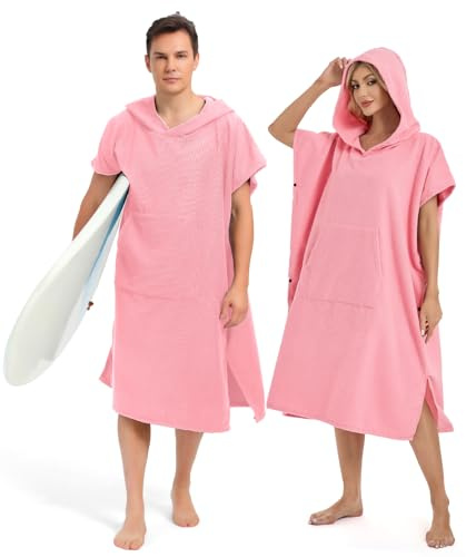 Abahub Surfing Poncho med mikrofiberhuva, badponcho för män och kvinnor, poncho för byte, absorberande, lätt och snabbtorkande, perfekt för strand, pool, surfing, dusch och hem, M