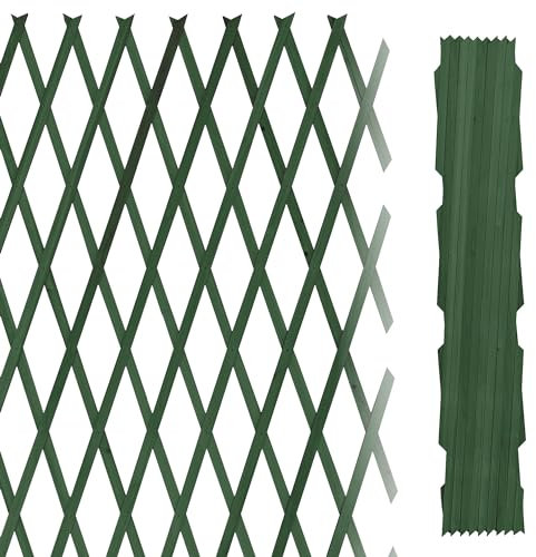 IlGruppone Traliccio Grigliato Estensibile in Legno Sostegno Muro Parete Verticale Fiori Piante Rampicanti Terrazzi Balcone Giardino Reticolato Fioriera - Verde - 1x2 Mt