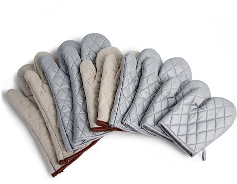 Mikinona Thicken Oven Gloves Heat Resistant Microwave Gloves with Hanging Hole Cotton Material for Bbq Cooking and Cake Shop Use, Practical Heat Insulation Oven Mitts