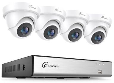 Loocam Sistema de Cámaras CCTV 1080P con Detección de Personas/Vehículos por IA, DVR 8CH H.265+ y 4x2MP 1920TVL Cámaras de Seguridad Interior/Exterior, Visión Nocturna, Acceso Remoto, SIN Disco Duro