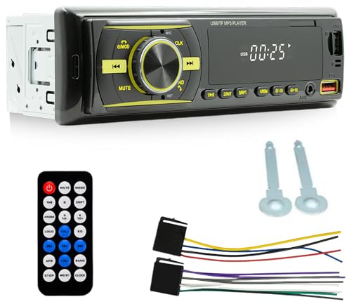 Bilradio Bluetooth 5.0, 1-DIN-bilradio, FM Bluetooth 5.0 bilradio, MP3-spelare med 2 USB för musikspel och laddning, handsfree-set/USB/AUX/TF/MP3-spelare, 7-färgad belysning