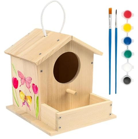 Kit De Pajarera En Madera Pintura Y Decoración Natural Sobre Madera