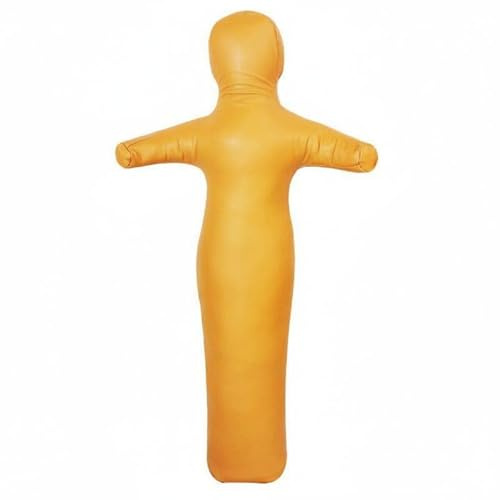 Qianly Manichino da Combattimento Resistente Agli Urti Forma da Lotta Doppie Cuciture Manichino Pugilato per Adulti, Dojo, Giallo, 130cm 15kg