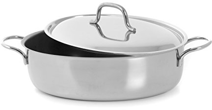 Montini Guerino Gierre Ovaler Edelstahl-Bräter 2 Griffe Mit Deckel cm 32 Kochtopf, Multicolor 0402532