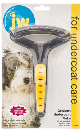 JW Pet Company GripSoft Undercoat Rake Regular Teeth Dog Brush
