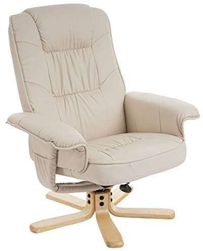 Sillón de sillón sin Taburete M56 Piel sintética ~ Crema