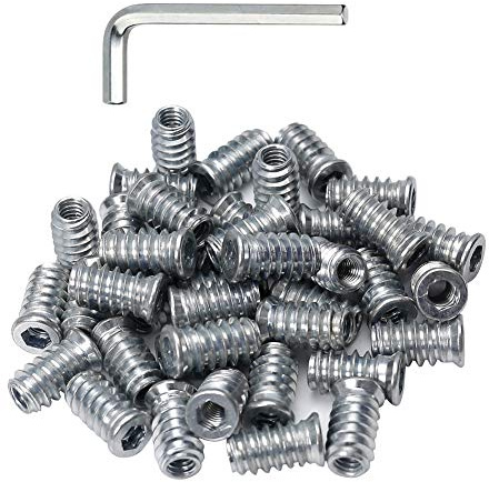 40pcs Threaded Inserts for Wood 1/4-20 Furniture Screw in Threaded Insert Nuts 20mm Length