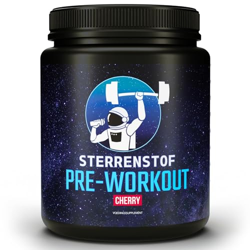 Sterrenstof Pre Workout Booster mit Koffein – Kirsche – hochdosierter Booster mit Beta Alanin, Taurin, L- Aminosäuren. Energie-Push vor jedem Workout und Training. 30 Portionen