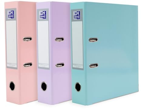 Oxford Premium Akten-Ordner A4, pastell, 8 cm breit, Kunststoff Ordner, 3 Farben, 3 Stück