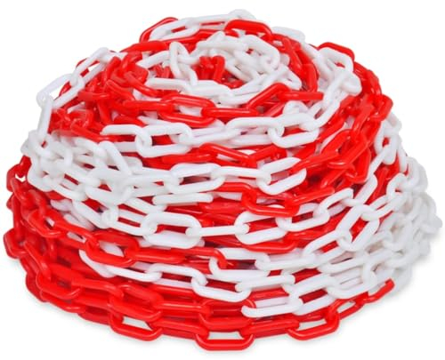 vidaXL 2X Absperrkette Kunststoffkette Warnkette Plastikkett Kette Parkplatzsperre Sicherheitsabsperrung Rot Weiß Kunststoff 30m 6mm