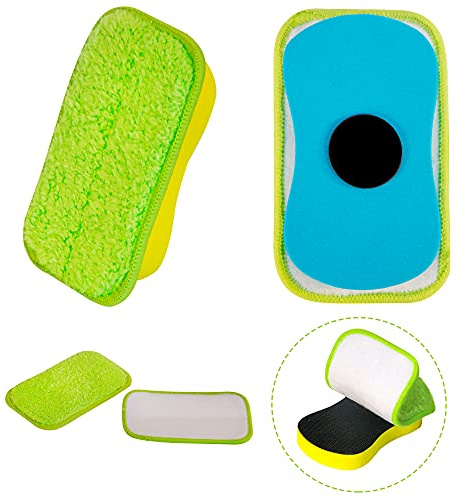 2 Packs Chalkboard Eraser - Washable Reusable Microfiber Eraser Cleaning Chalk/Markers/Duster Tool in Home Classroom Office Attached 2 Pcs Microfiber Cloth WP03