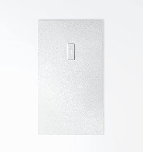 Plato de ducha de resina EVOLUTION color BLANCO Extraplano, incluye válvula y tapa imantada, todas las medidas disponibles. 5 Años de garantía. Textura pizarra antideslizante C-3.Capa de GEL COAT