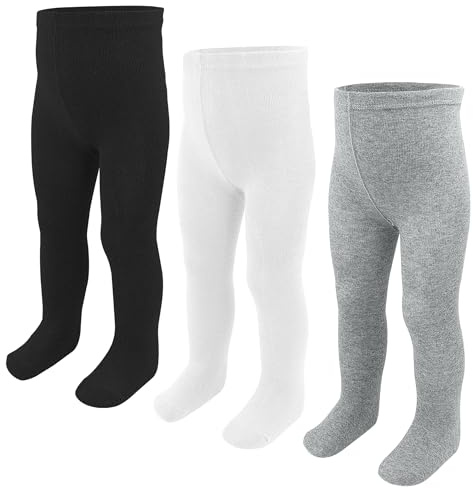 SPTRAMLE Baby Girls Tights, Leggings Stockings for Newborn Toddler Girls(9-18 Months), 3 Pack Infant Knit Cotton Pantyhose