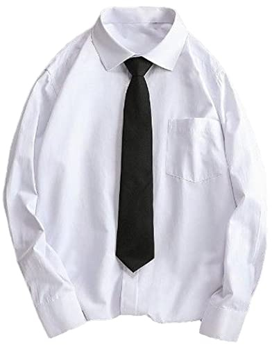 Chemises blanches pour hommes avec ensemble cravate uniforme à manches longues, chemisiers japonais amples pour couple, M